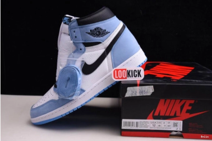 Bmlin RETRO AIR BLACK WHITE 555088-134 BLUE JORDAN UNIVERSITY 1 HIGH 0819
